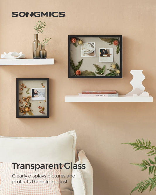 11x14 Shadow Box Frame, Picture Frame Display Case for Savings Deep Box Frame with Top Slot and Push Pins, Black