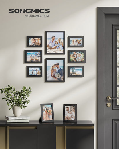 SONGMICS Picture Frames 10 Pack Collage Picture Frames with Two 8x10, Four 5x7, Four 4x6 Hanging or Tabletop Display Photo Frame Set Black
