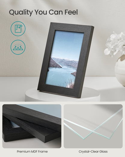 SONGMICS Picture Frames 10 Pack Collage Picture Frames with Two 8x10, Four 5x7, Four 4x6 Hanging or Tabletop Display Photo Frame Set Black
