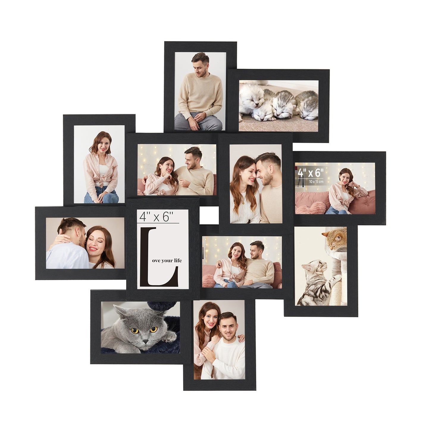 SONGMICS 4x6 Collage Picture Frames, 12-Pack Picture Frames Collage for Wall Decor, Black Photo Collage Frame
