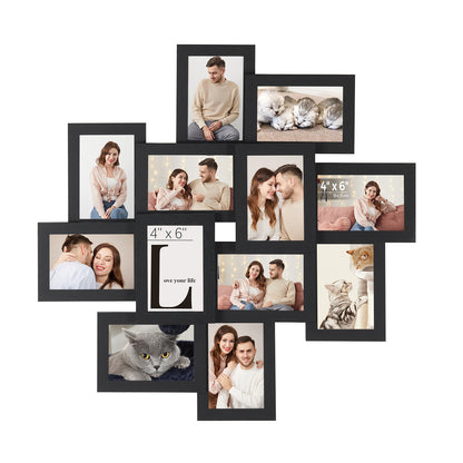 SONGMICS 4x6 Collage Picture Frames, 12-Pack Picture Frames Collage for Wall Decor, Black Photo Collage Frame