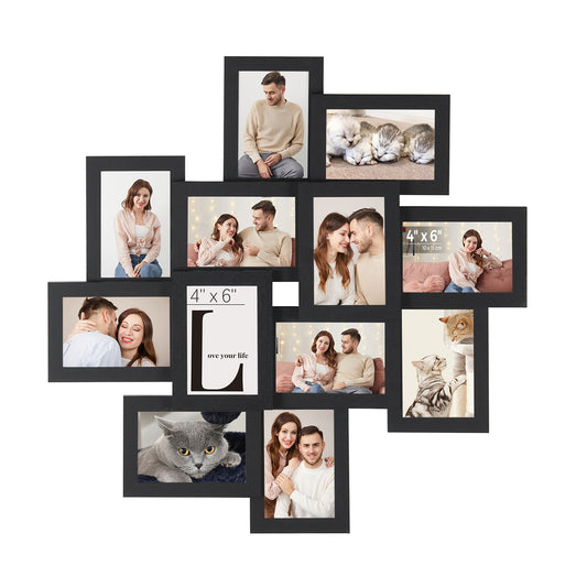 SONGMICS 4x6 Collage Picture Frames, 12-Pack Picture Frames Collage for Wall Decor, Black Photo Collage Frame