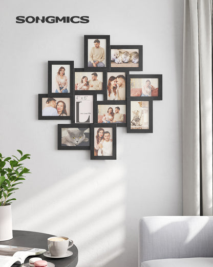 SONGMICS 4x6 Collage Picture Frames, 12-Pack Picture Frames Collage for Wall Decor, Black Photo Collage Frame
