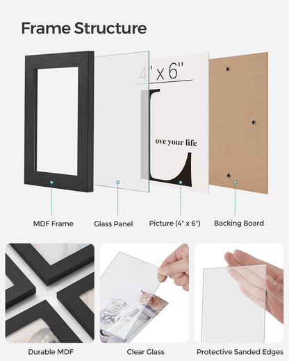 SONGMICS 4x6 Collage Picture Frames, 12-Pack Picture Frames Collage for Wall Decor, Black Photo Collage Frame