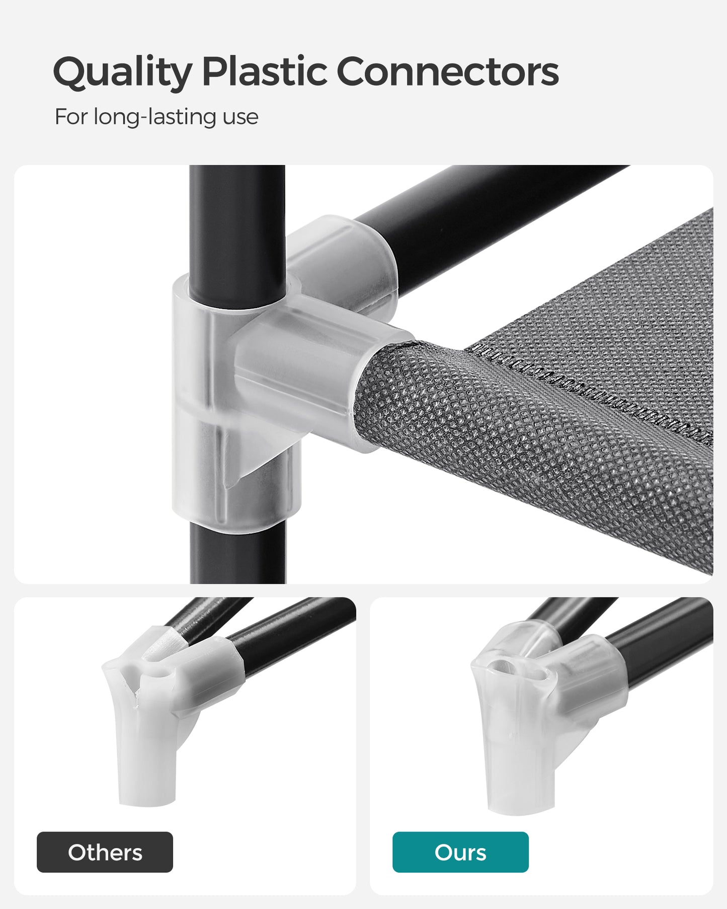 SONGMICS Portable Closet Clothes Wardrobe Organizer with Corver Clothing Rack with 3 Hanging Rods and Shelves Room Gray