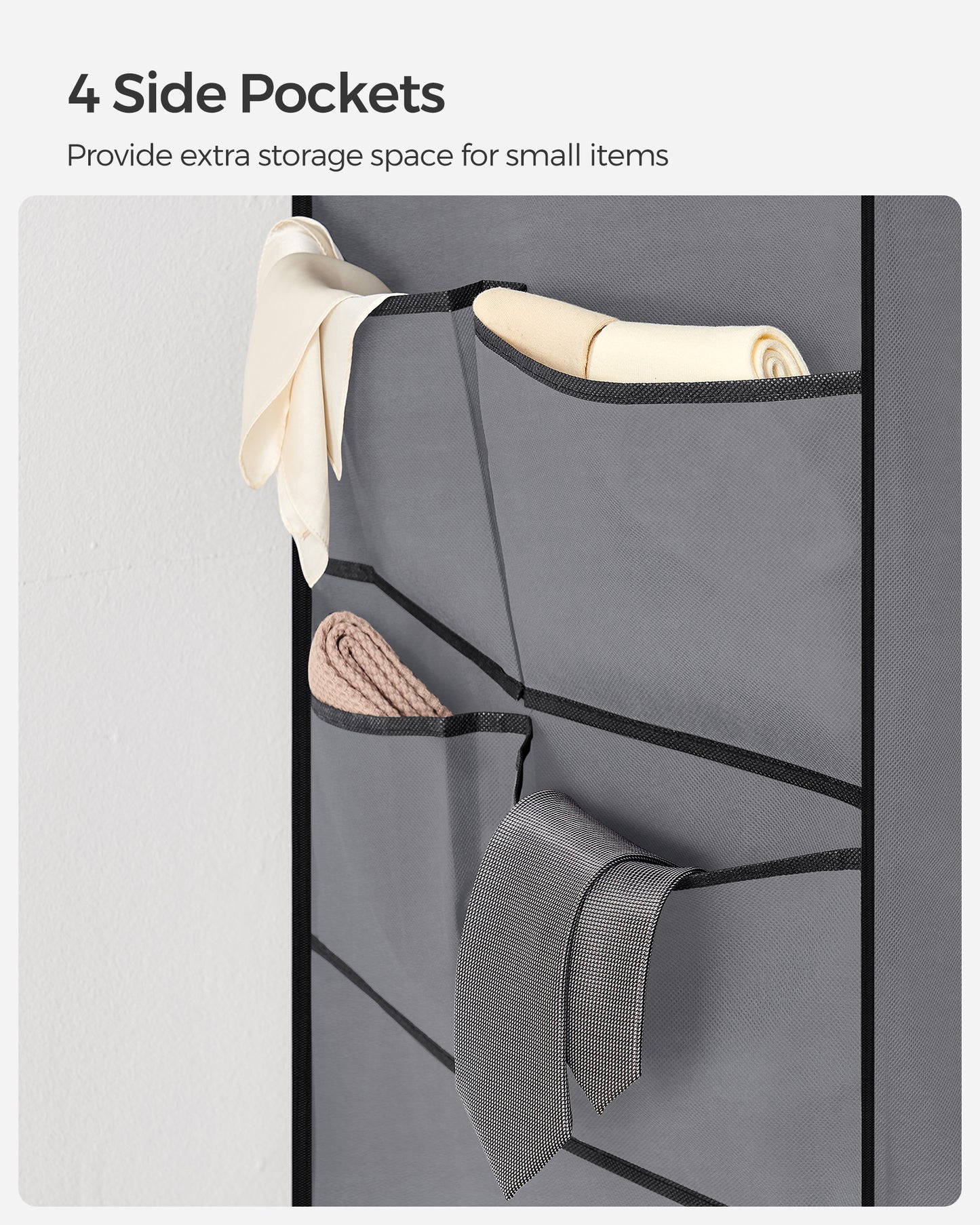 SONGMICS Portable Closet Clothes Wardrobe Organizer with Corver Clothing Rack with 3 Hanging Rods and Shelves Room Gray