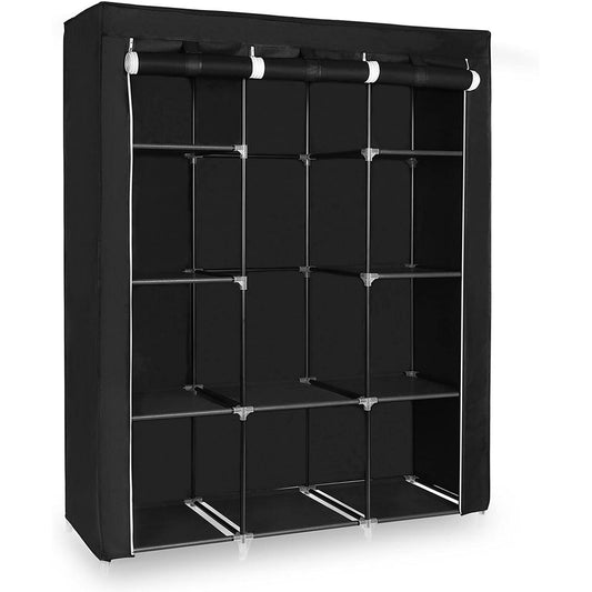 SONGMICS 51 Inch Portable Closet Wardrobe Storage Organizer with 10 Shelves,Black