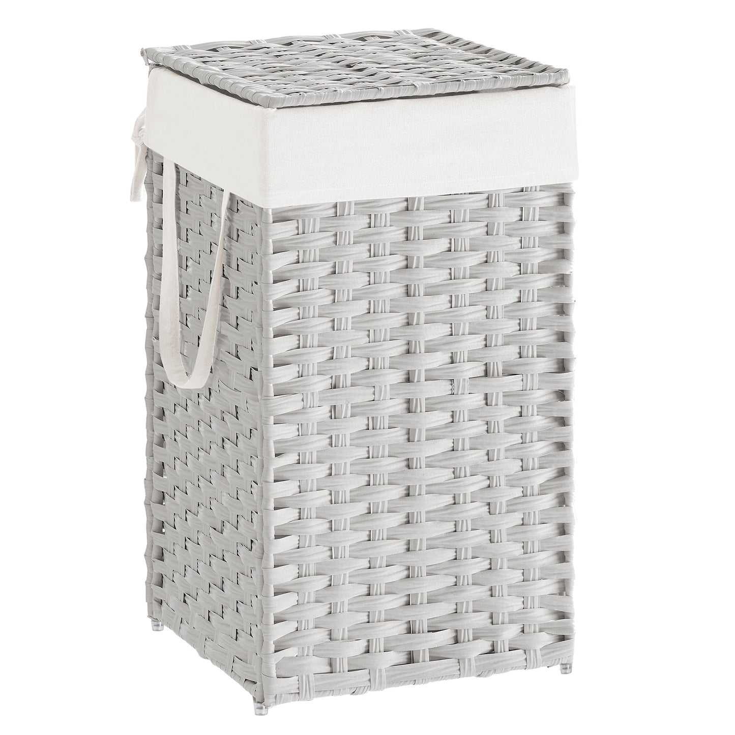 SONGMICS 65L Laundry Hamper with Lid Folding Laundry Basket Clothes Hamper with Removable Liner for Laundry Room White