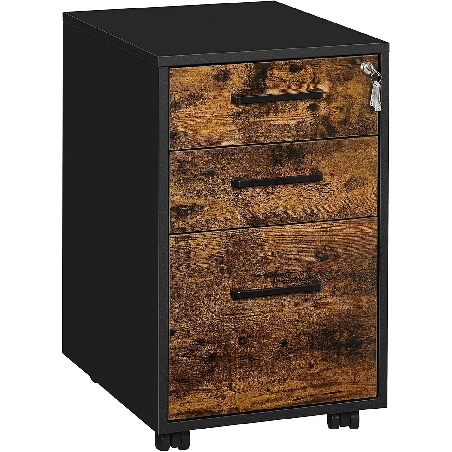 SONGMICS File Cabinet, Office Filing Cabinet, Rustic Brown and Black