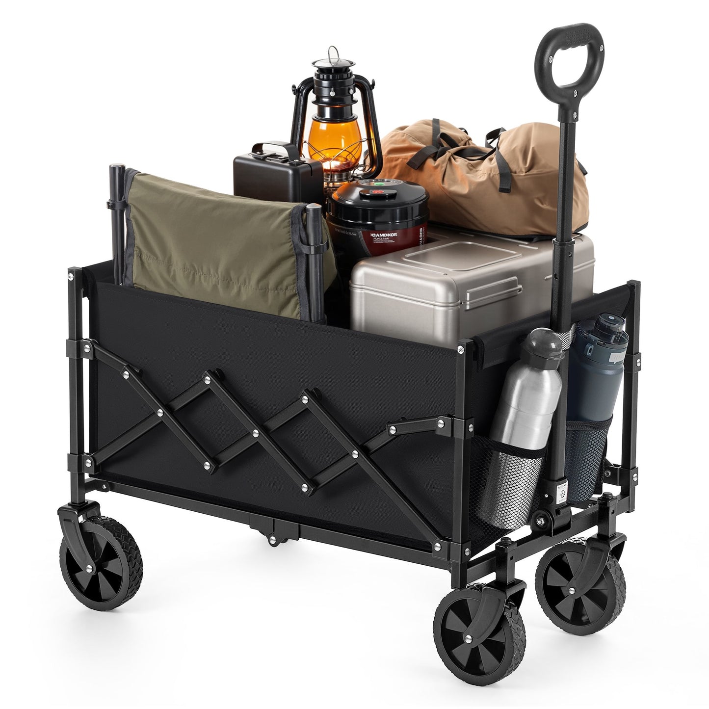 SONGMICS Folding Wagon, Portable Wagon Collapsible with Wheels, Utility Pull Wagon
