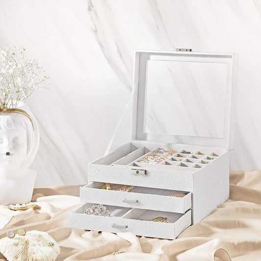 SONGMICS Jewelry Box, 3-Tier Jewelry Display Case and Organizer