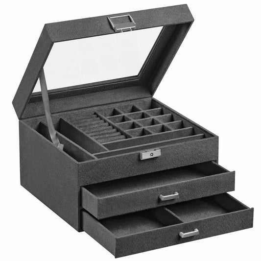 SONGMICS Jewelry Box 2-Drawer with Large Capacity Accessory Organizer