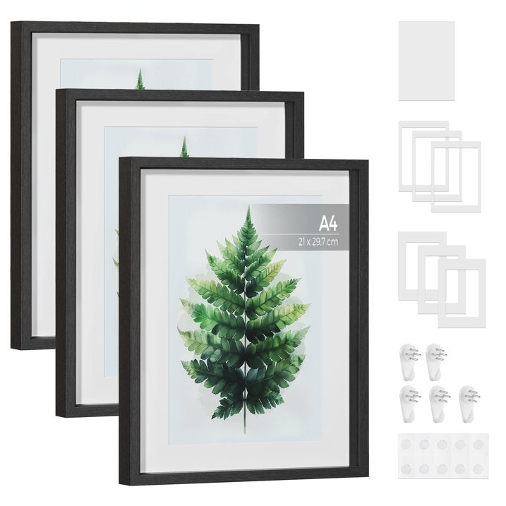 11x14 Picture Frames, 3pcs Multi Photo Frame Set for Wall Gallery Decor with White Mats