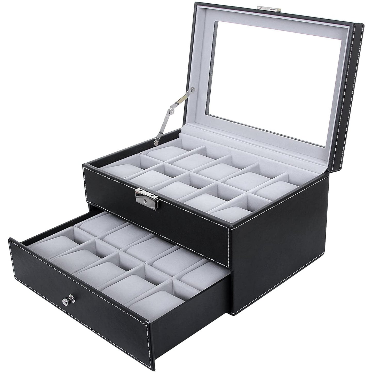 SONGMICS Watch Box, 6-Slot Watch Case with Large Glass Lid, Removable Watch Pillows, Watch Box Organizer, Gift for Loved Ones