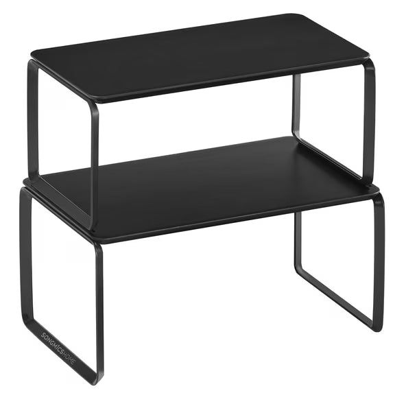 2-Pack Bamboo Cabinet Organizer Shelf, Nice-Looking Kitchen Counter Shelves, Kitchen Storage, Spice Rack, Stackable, Expandable