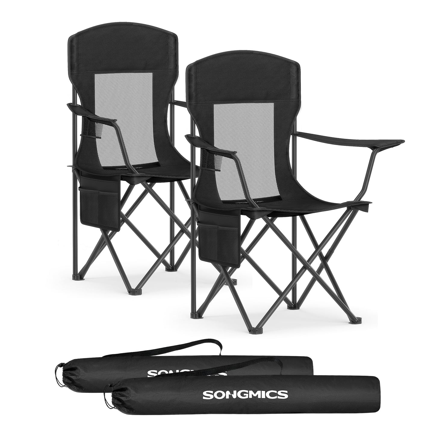 Camping Chairs, Outdoor Chairs Set of 2,Black