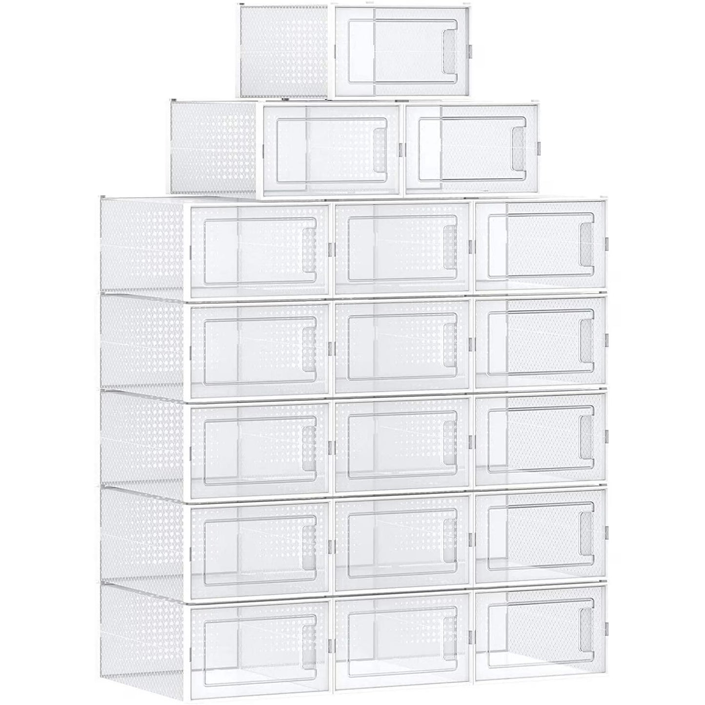 Shoe Boxes, Shoe Storage Organizers, Transparent and White