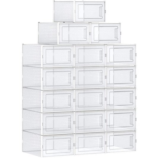 Shoe Boxes, Shoe Storage Organizers, Transparent and White