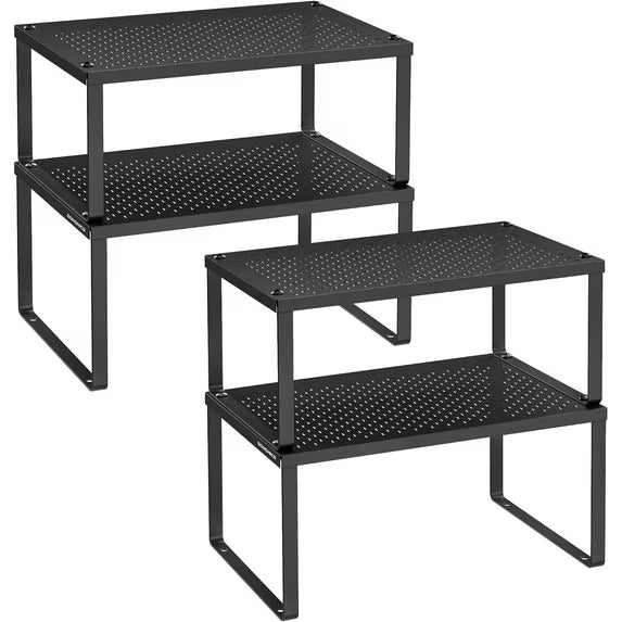 Spice Rack, Cabinet Shelf Organizers, Shelf Organizer, Countertop Organizer, Shelf Riser, Stackable, Expandable, Set of 4 Metal Kitchen Counter Shelves
