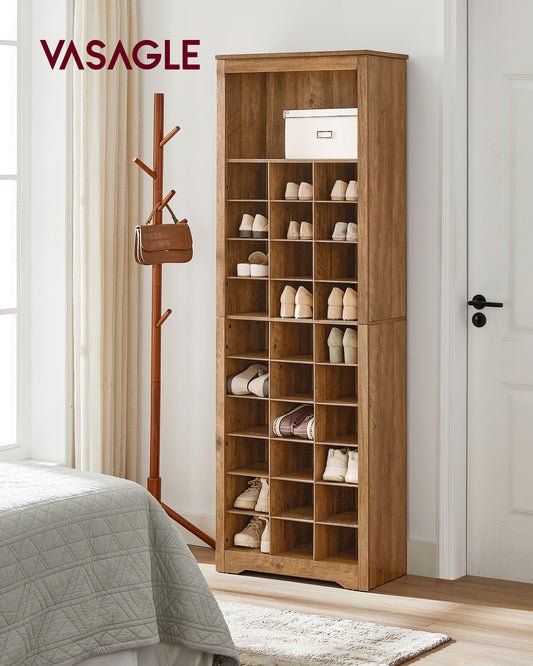 VASAGLE Shoe Storage Cabinet 10 Tier Shoe Rack Organizer Holds Up to 30 Pairs of Shoes Brown