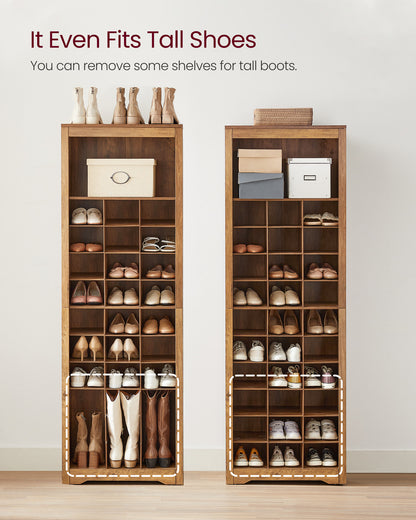 VASAGLE Shoe Storage Cabinet 10 Tier Shoe Rack Organizer Holds Up to 30 Pairs of Shoes Brown