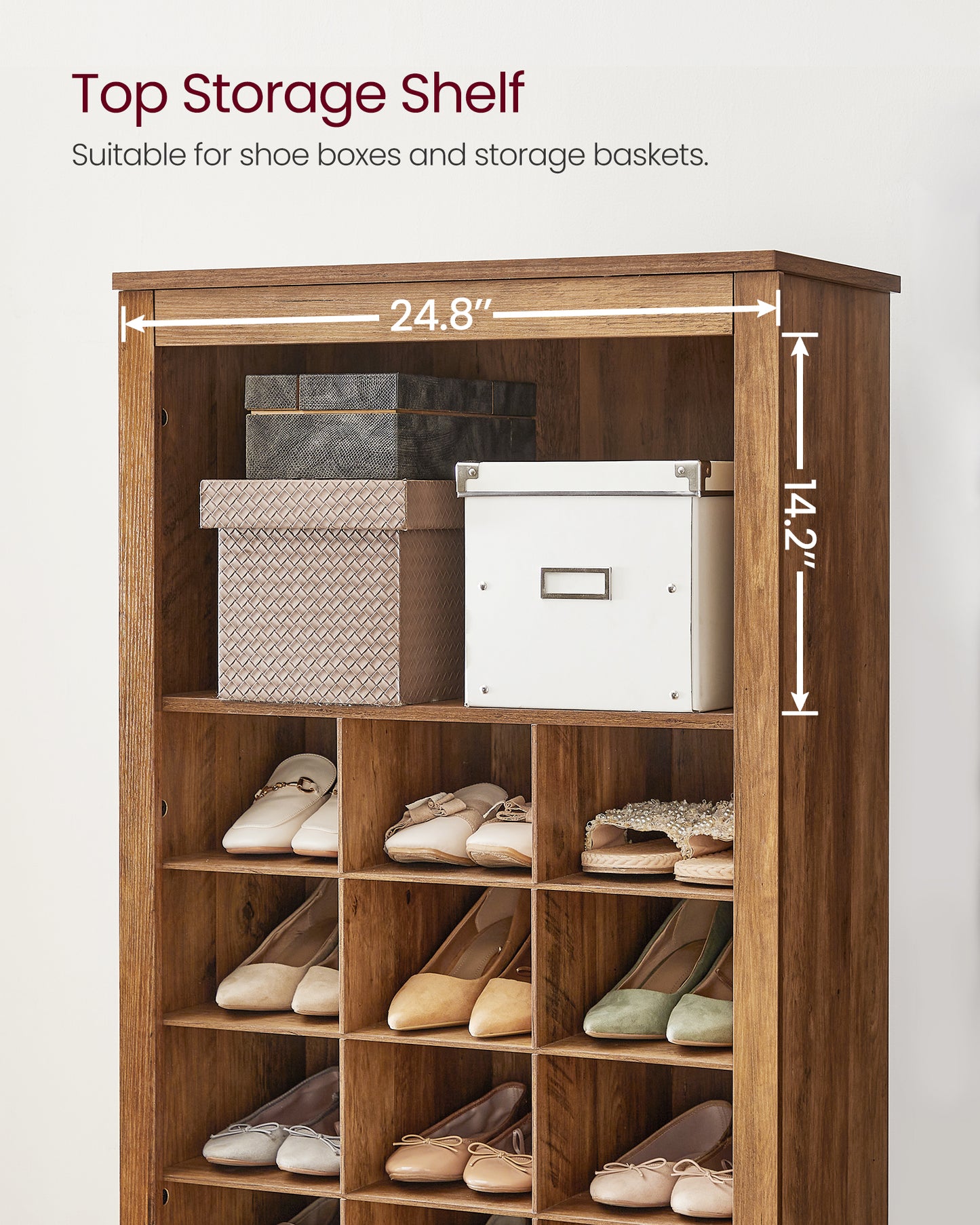 VASAGLE Shoe Storage Cabinet 10 Tier Shoe Rack Organizer Holds Up to 30 Pairs of Shoes Brown