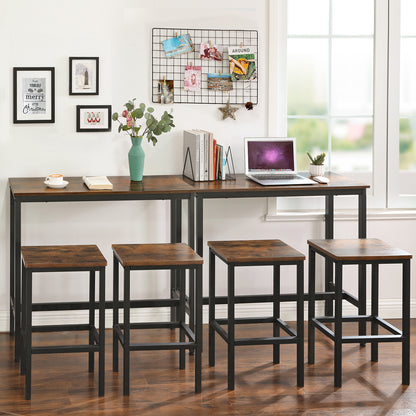 VASAGLE Bar Table, Narrow Long Bar Table, Kitchen Dining Table, High Pub Table, Sturdy Metal Frame, Industrial Design, Rustic Brown and Black