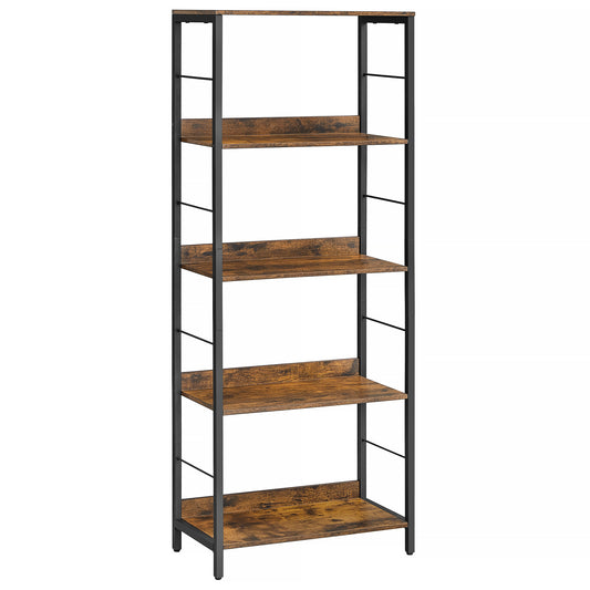 VASAGLE 5-Tier Bookshelf, Bookcase for Office, 11.8 x 23.6 x 56.7 Inches, Rustic Brown and Black