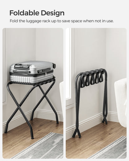 Luggage Rack Set of 2, Suitcase Stands, Luggage Stand, Foldable Steel Frame, Easy Assemble, Holds up to 110 lb, for Guest Room Hotel, Black