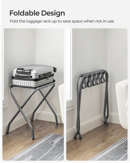 Luggage Rack, Pack of 2, Luggage Racks for Guest Room, Suitcase Stand, Steel Frame, Foldable, for Bedroom, Gray