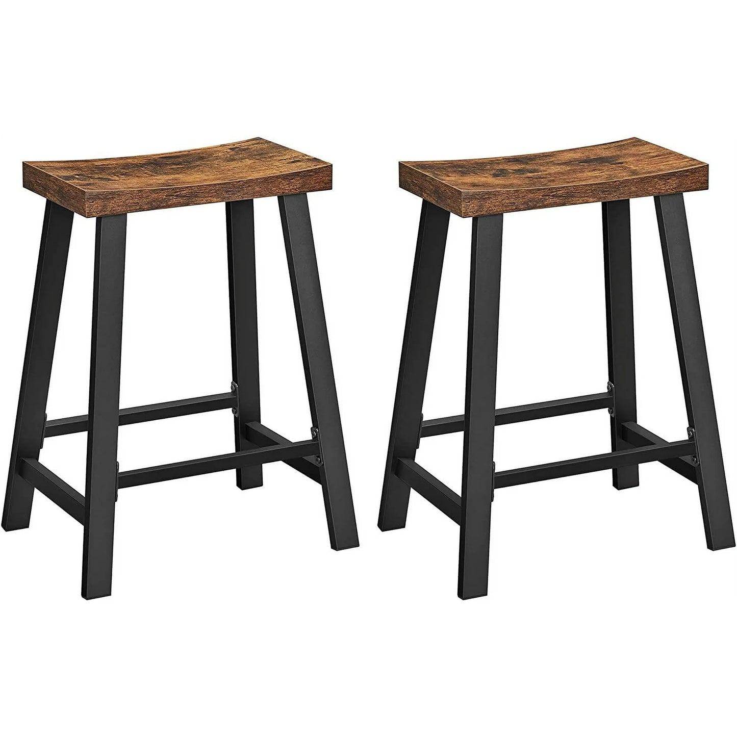 VASAGLE 2 Pack Bar Stools, Bar Chairs, Kitchen Breakfast Bar Stools with Footrest, Rustic Brown