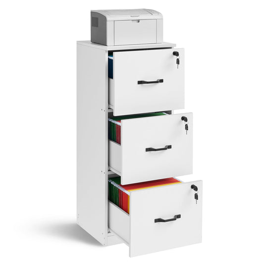 VASAGLE 3-Drawer Vertical File Cabinet, Filing Cabinet for Home Office, Printer Stand, Cloud White