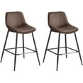 VASAGLE Bar Stools Set of 2, Counter Height Bar Stools with Back, Ergonomic Backrest, Synthetic Leather, Metal Legs, 24.4-Inch Tall Stools for Kitchen Island Home Bar, Coffee Brown