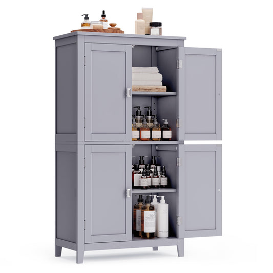 VASAGLE Bathroom Floor Storage Cabinet, Freestanding Unit with Adjustable Shelves, Grey, 11.8 x 23.6 x 43.3 Inches