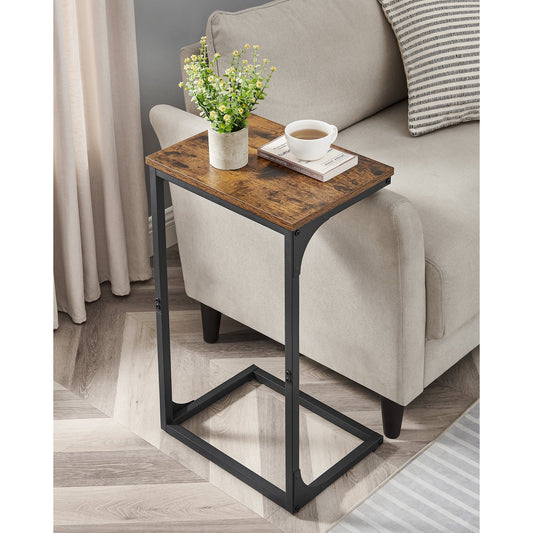 VASAGLE C-Shaped End Table Sofa Side Table Couch Table with Metal Frame for Living Room Bedroom