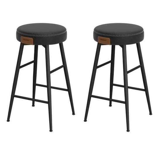 VASAGLE EKHO Collection - Bar Stools Set of 2, Kitchen Counter Stools, Breakfast Stools, Synthetic Leather with Stitching,24.8-Inch Tall Ink Black