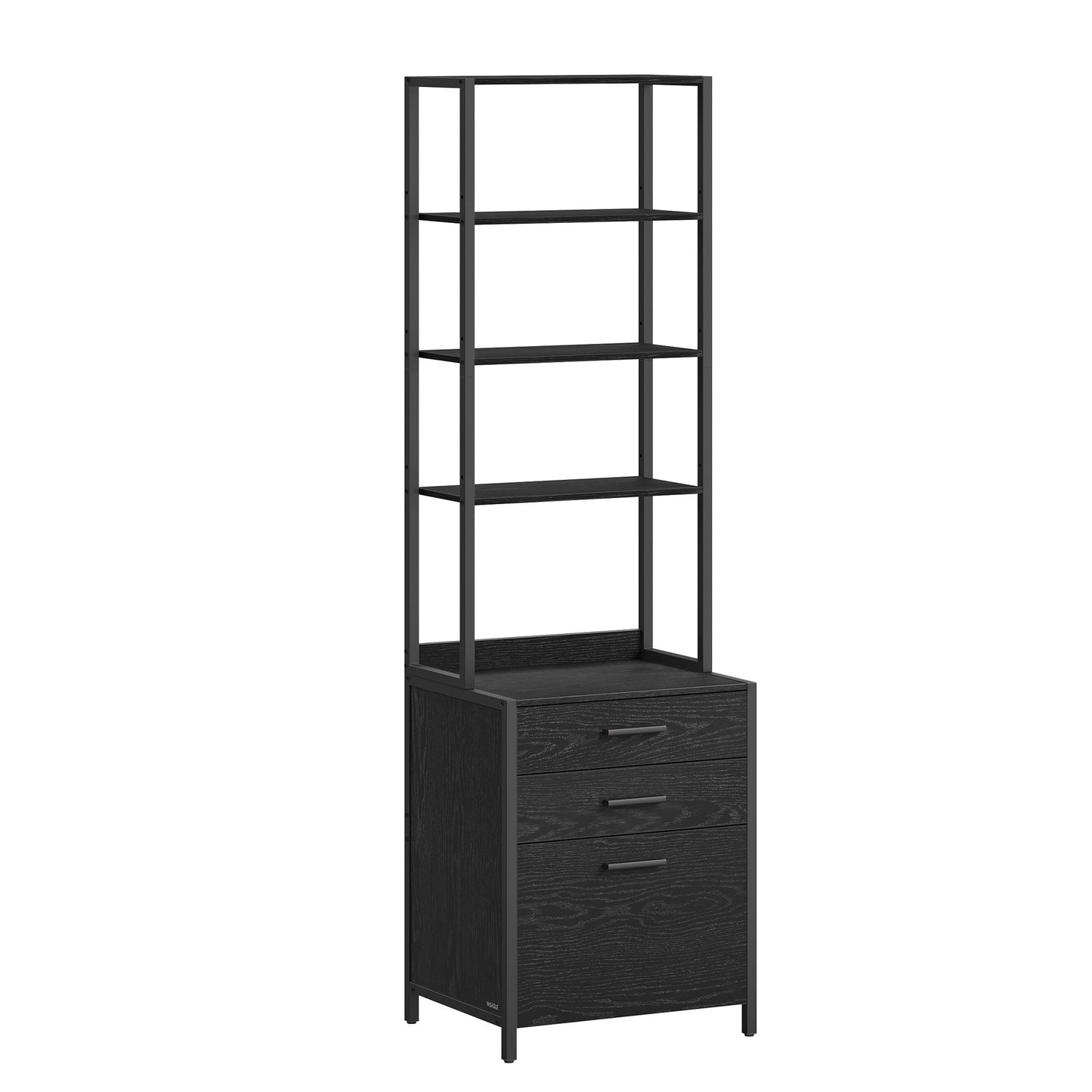 File Cabinet, Home Office Filing Cabinet with Height-Adjustable Open Shelves