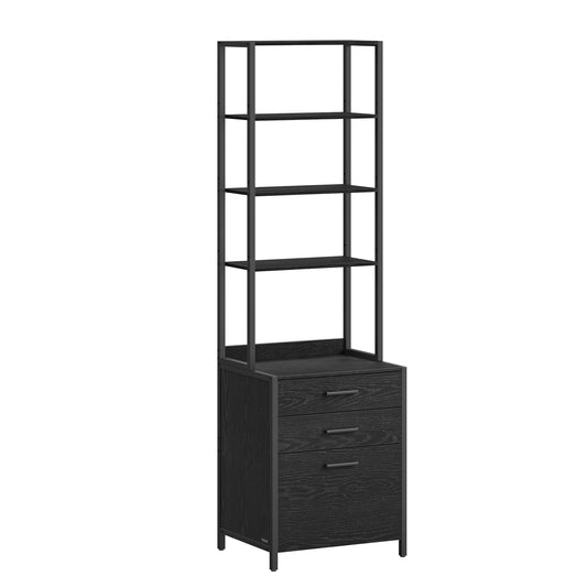 File Cabinet, Home Office Filing Cabinet with Height-Adjustable Open Shelves