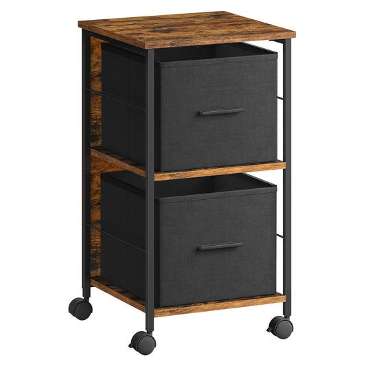 File Cabinet with 2 Drawers, Printer Stand, Cube Storage Shelf, for Home Office, Brown