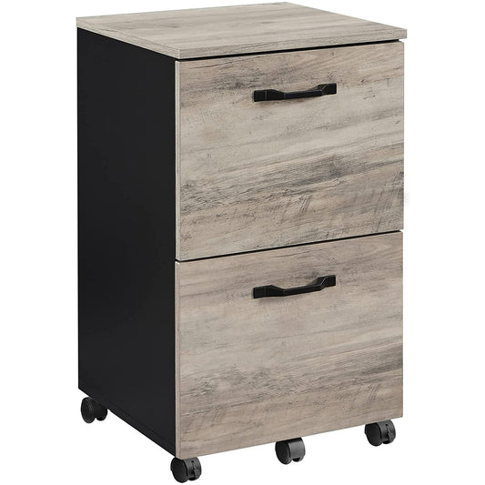 VASAGLE Industrial File Cabinet with 2 Drawers, Rolling Office Filing Cabinet, Greige and Black