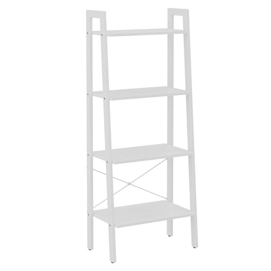 4-Tier Ladder Shelf, Storage Rack for Home Garden, Large Capacity Bookcase, White