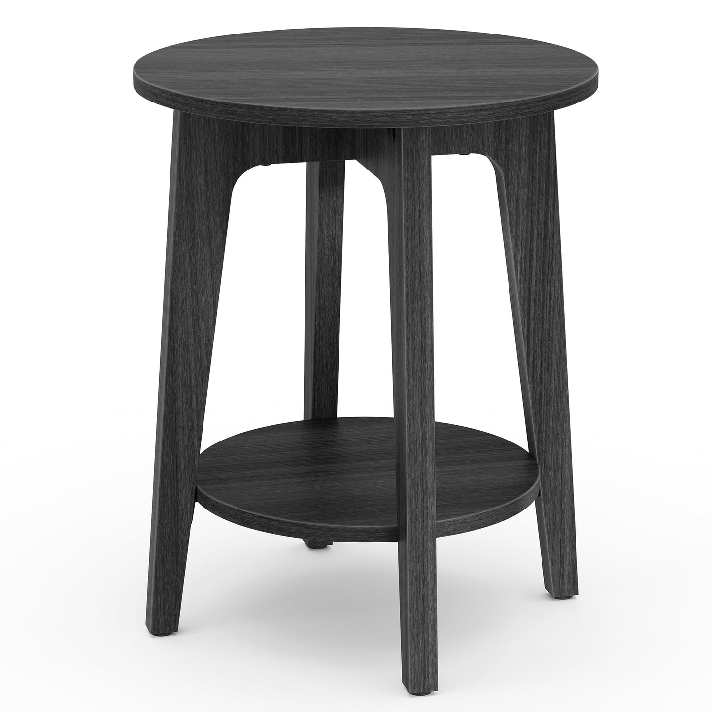 VASAGLE Round Side Table with Lower Shelf End Table for Small Spaces Nightstand Black