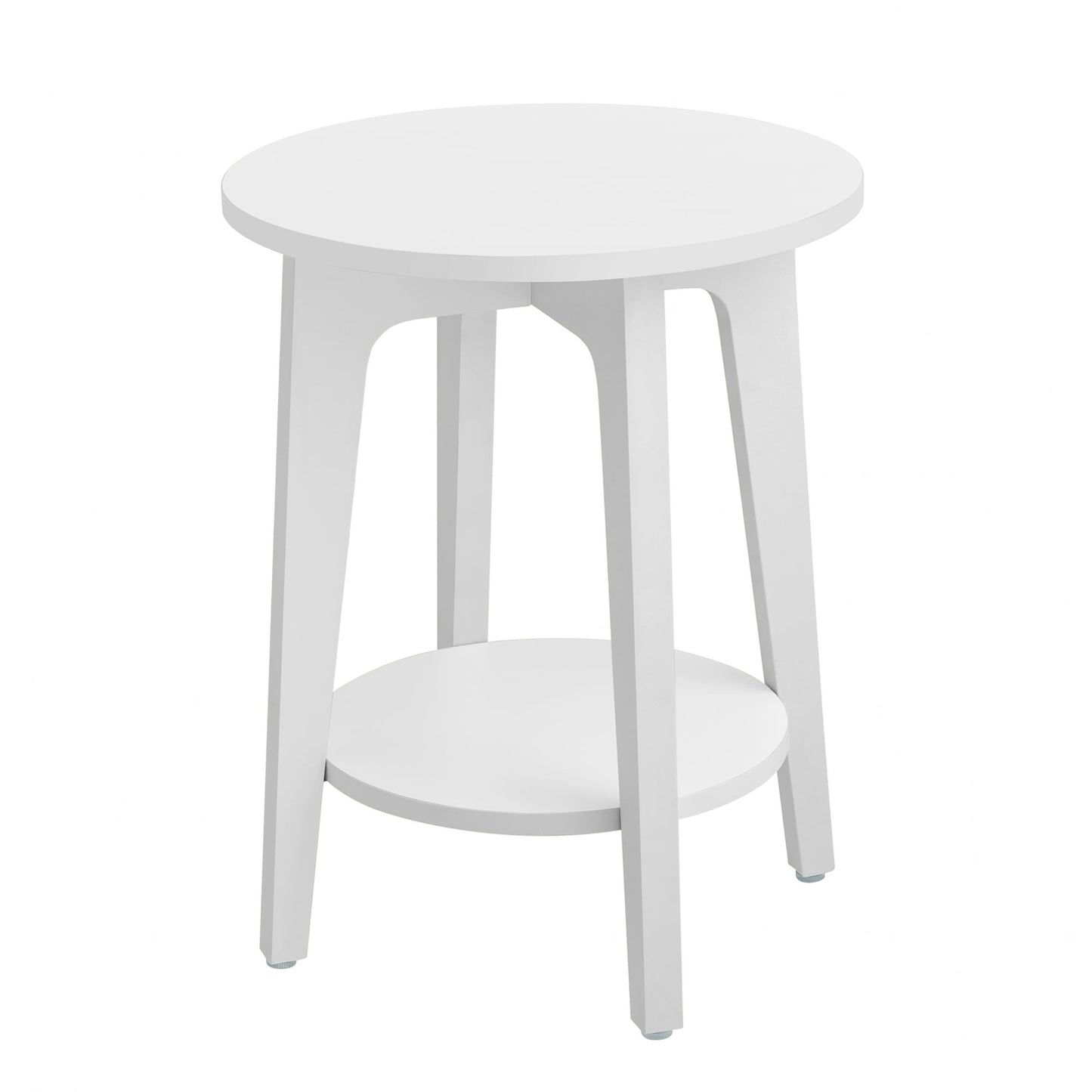 VASAGLE Round Side Table with Lower Shelf End Table for Small Spaces Nightstand White