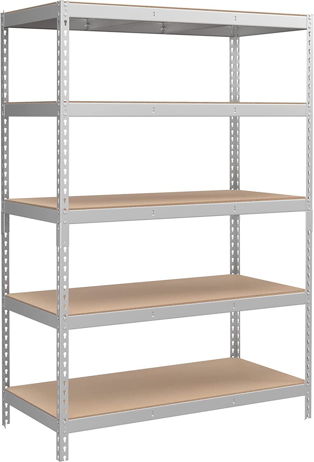 SONGMICS 5-Tier Storage Shelves Metal Garage Storage Boltless Assembly Adjustable Shelving Unit, 23.6 x 47.2 x 70.9 Inches Load 1929 lb for Shed Warehouse Basement Kitchen Silver