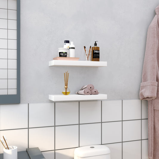 Wall Shelf 2-Set, Floating Shelf 15 Inches, White