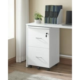28.3''H File Cabinet, 2-Drawer Locking Filing Cabinet for Home Office, Small Rolling File Cabinet, White