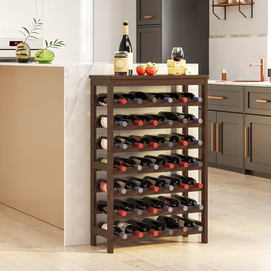 SONGMICS 42-Bottle Wine Rack Free Standing Floor Walnut