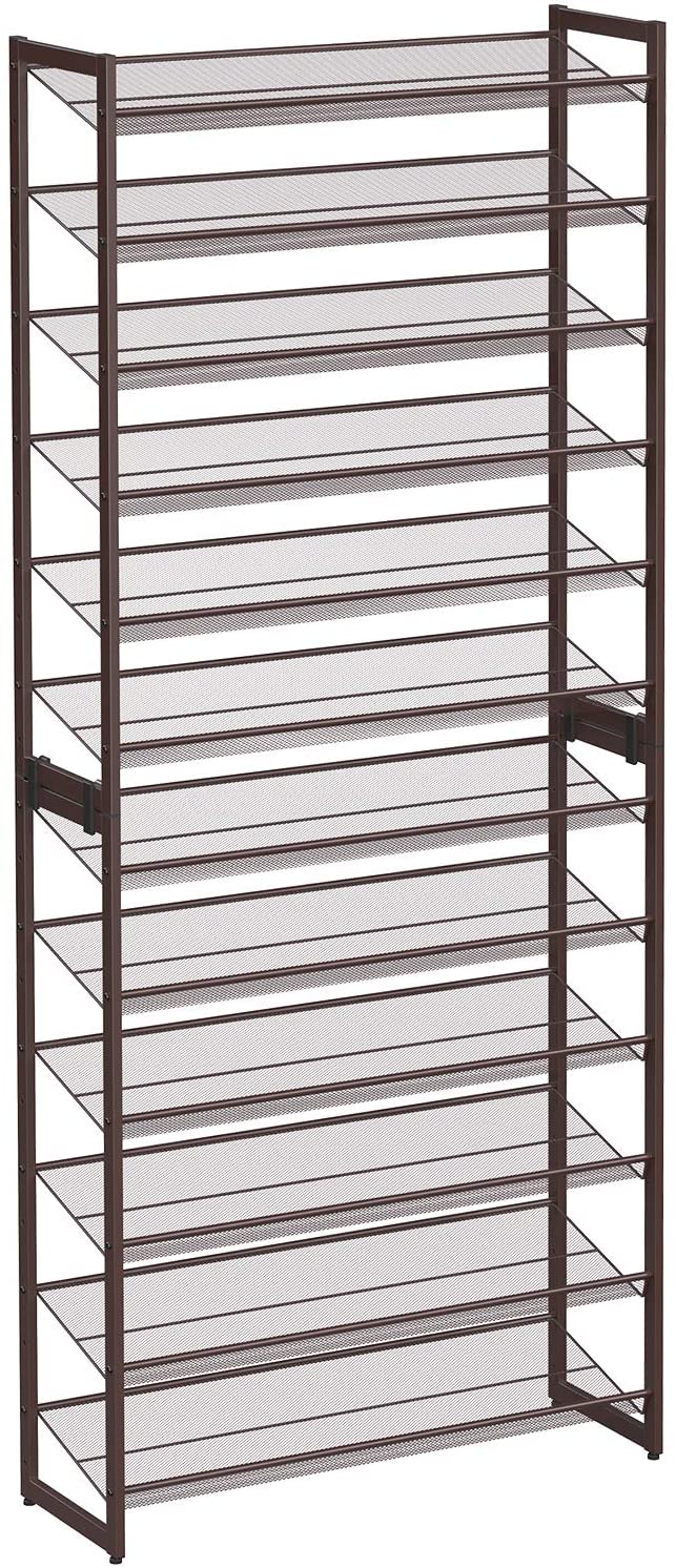 SONGMICS 12-Tier Shoe Rack, Adjustable Flat or Angled Shelves, Bronze ...