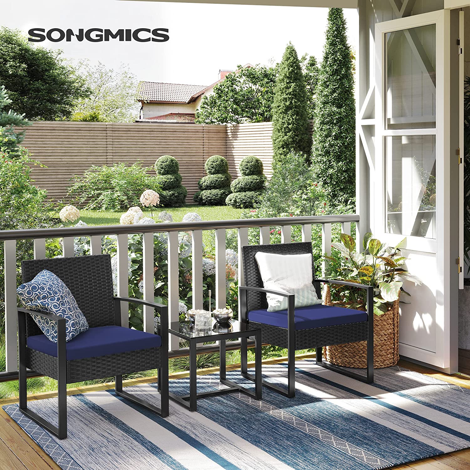 SONGMICS Patio Furniture Set,Patio Chairs, Outdoor Chairs Patio Seatin ...